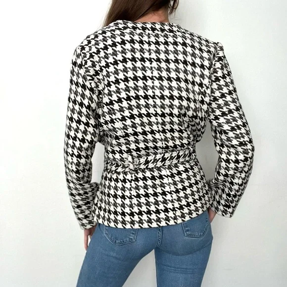 EUC E.col.o.gie Belted Houndstooth Wool Jacket - Picture 4 of 6